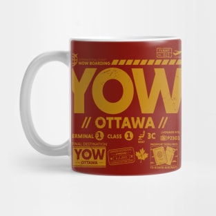 Vintage Ottawa YOW Airport Code Travel Day Retro Travel Tag Canada Mug